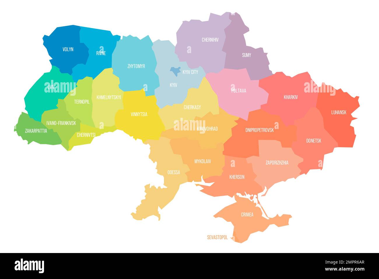 Ukraine political map of administrative divisions Stock Vector