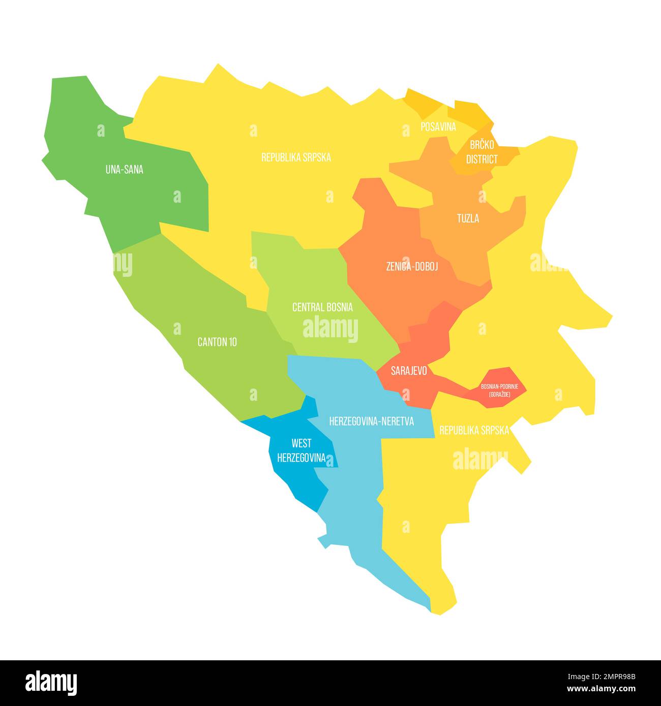 Bosnia And Herzegovina Political Map Of Administrative Divisions Stock ...