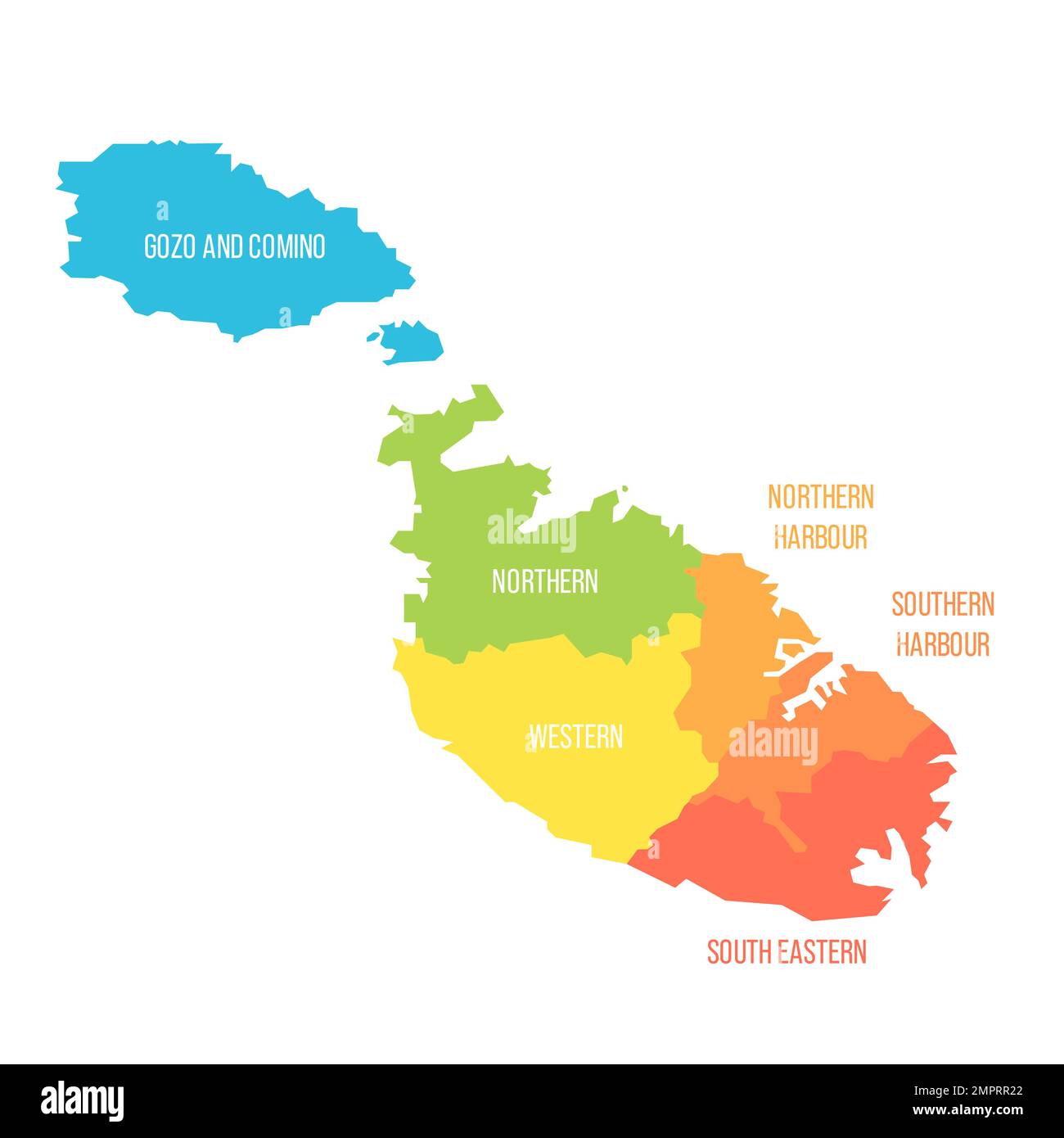 Malta political map of administrative divisions Stock Vector Image