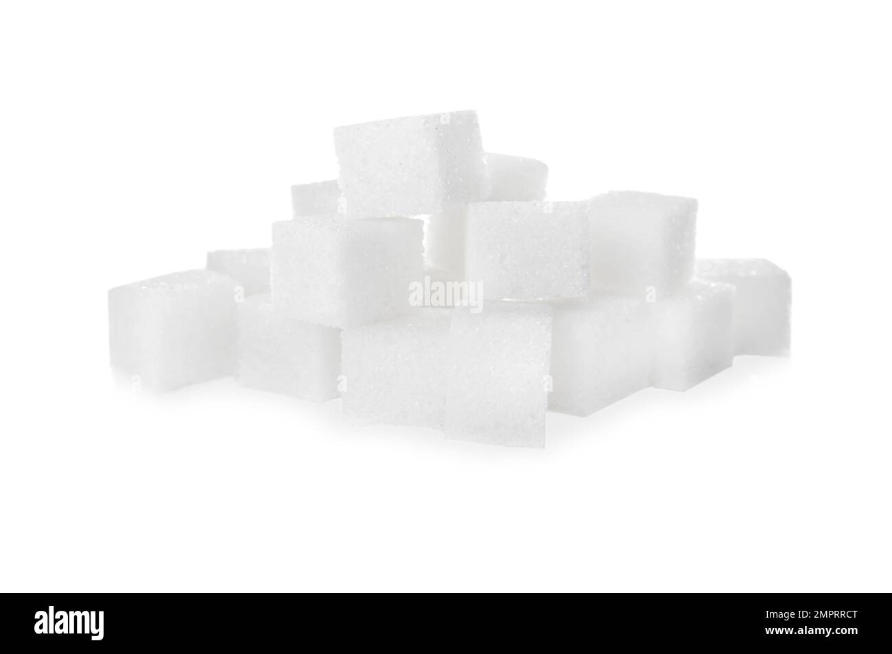 Pure refined sugar cubes isolated on white Stock Photo Alamy