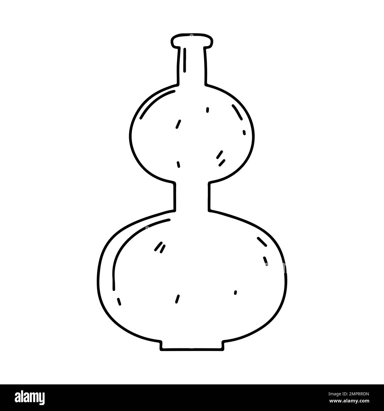 Decorative vase in hand drawn doodle style. Isolated vector