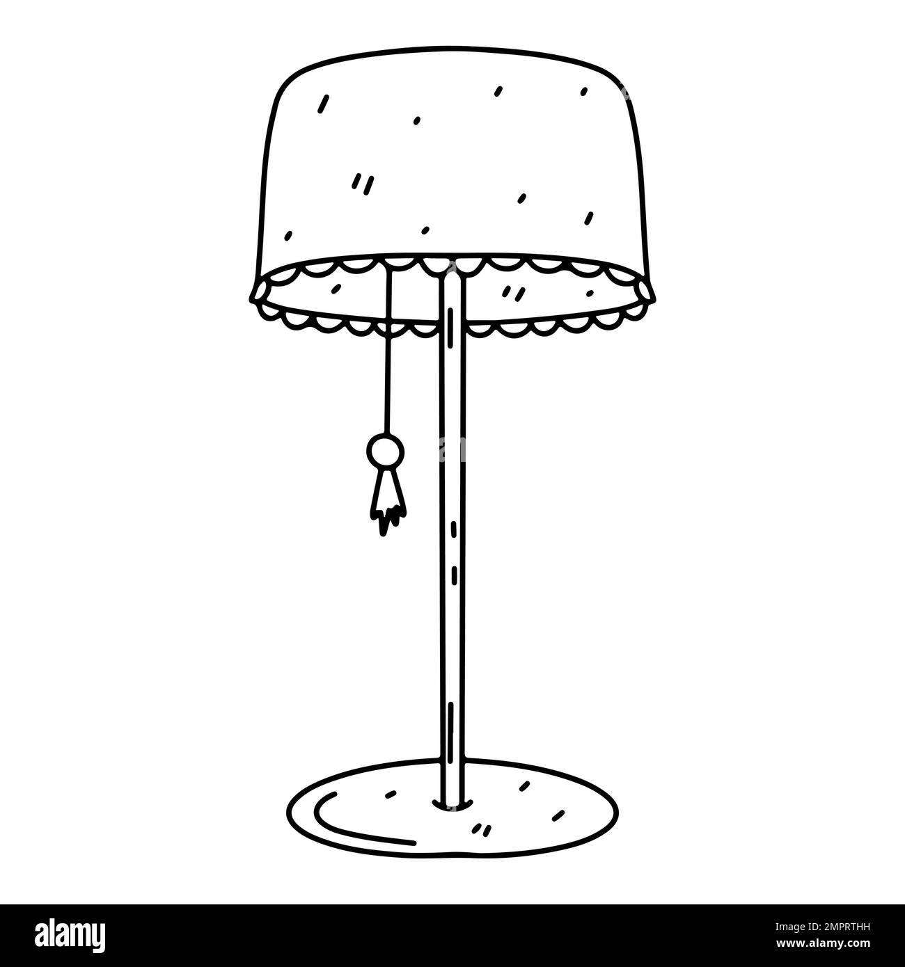 Floor lamp with lampshade in hand drawn doodle style. Vector
