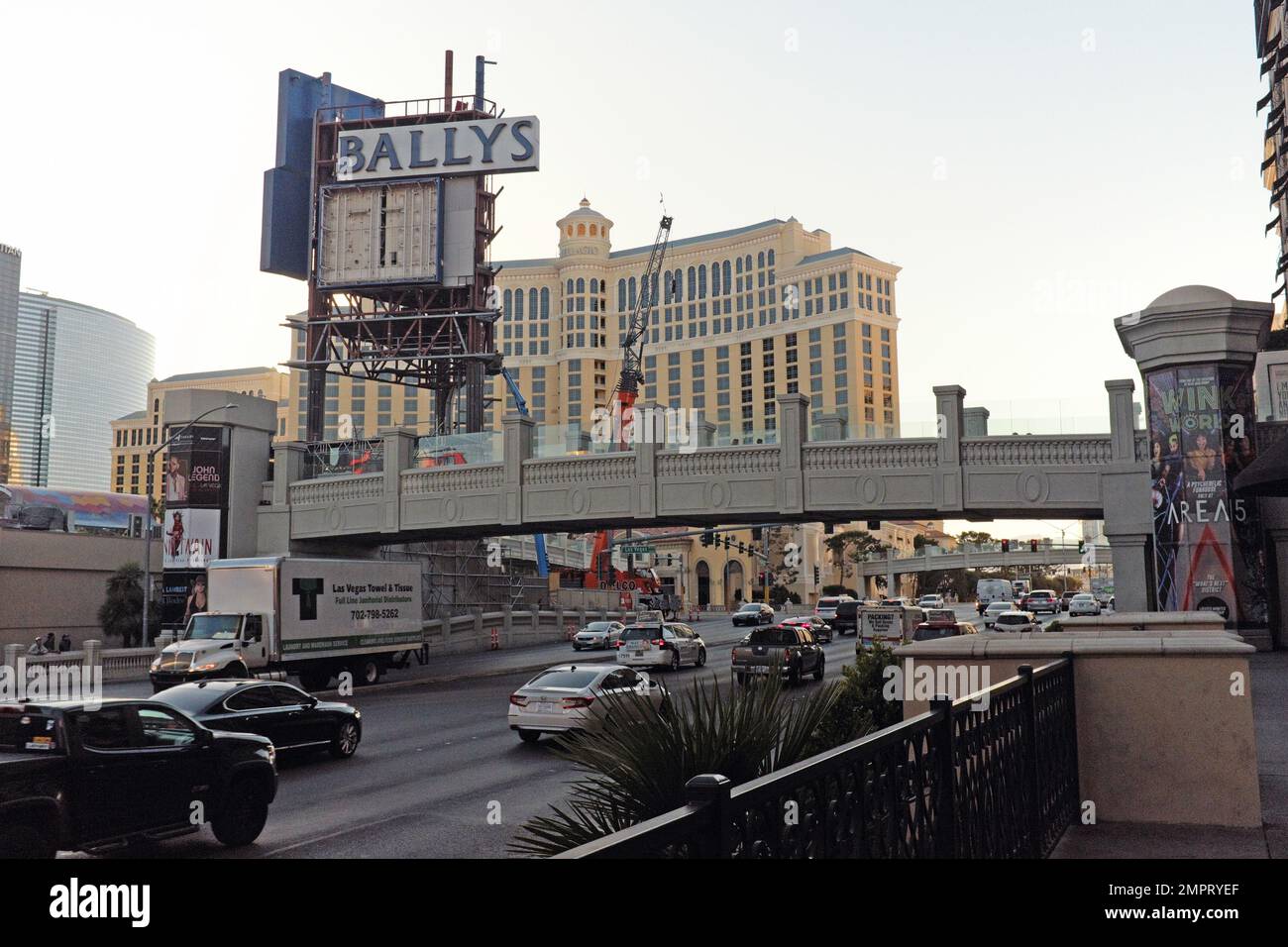Rebranding of the iconic Bally's Las Vegas Hotel and Casino into the Horseshoe includes changing of signage.  Photo shows November 15, 2022 overhaul. Stock Photo