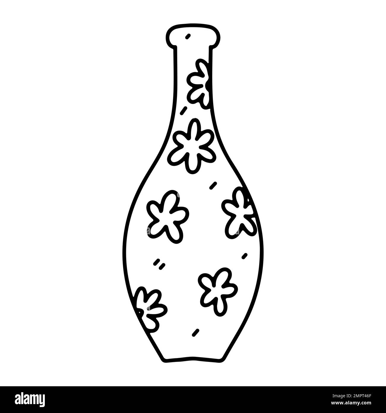 Decorative vase in hand drawn doodle style. Isolated vector