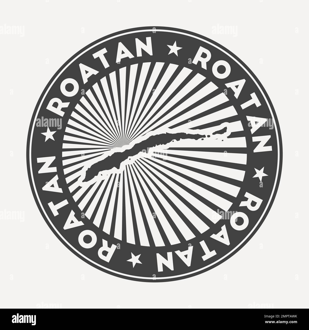 Roatan round logo. Vintage travel badge with the circular name and map of island, vector illustration. Can be used as insignia, logotype, label, stick Stock Vector