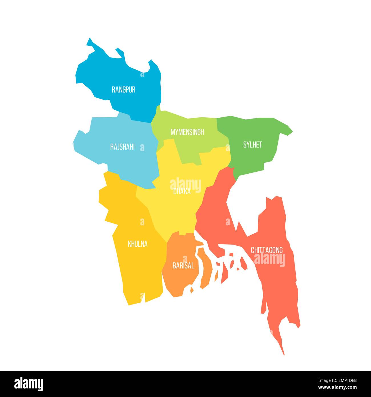 Bangladesh political map of administrative divisions Stock Vector