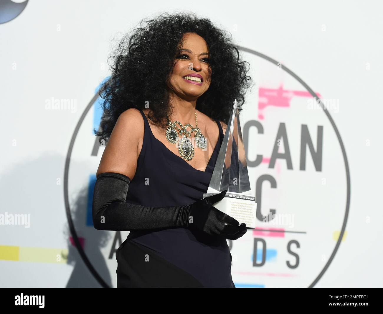 Diana Ross poses in the press room with the lifetime achievement award