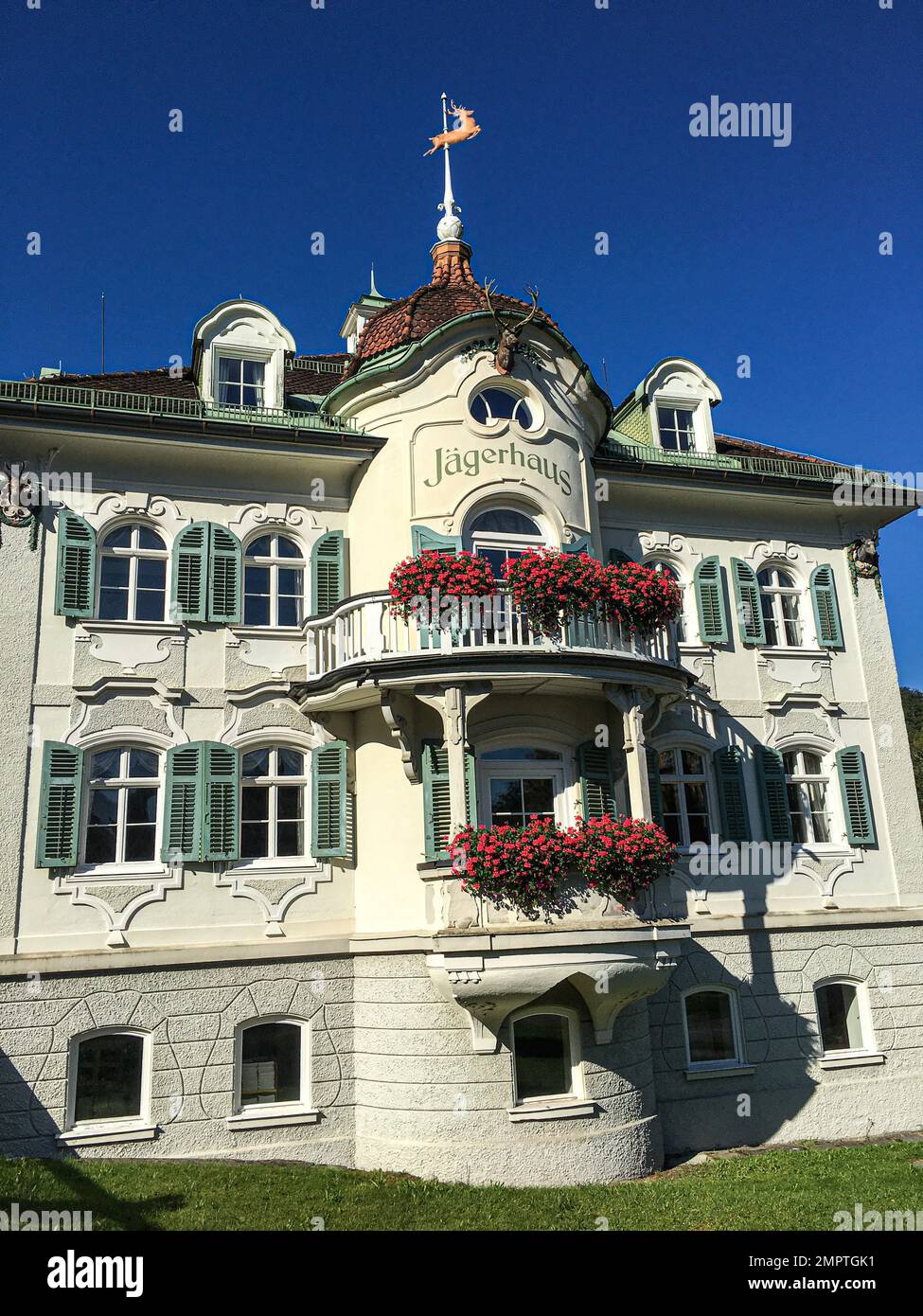 A vertical shot of a jager-house in Neuschwanstein castle Bavaria, Germany Stock Photo
