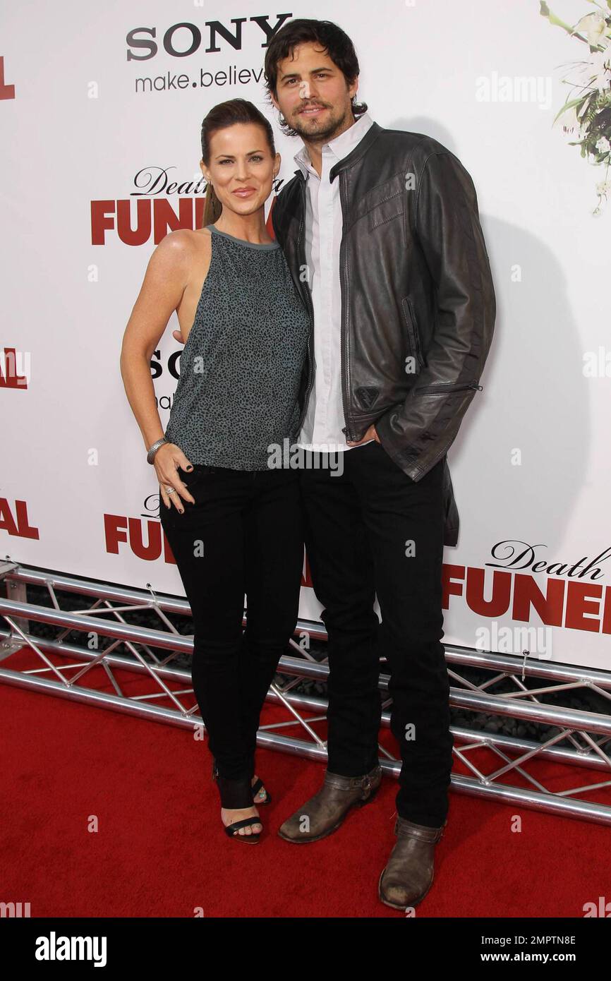 Kristoffer Polaha and wife Julianne Morris arrive to the world premiere of the comedy remake 'Death at a Funeral', a film produced by Chris Rock, at the Arclight Cinerama Dome. Los Angeles, CA. 04/12/10. Stock Photo