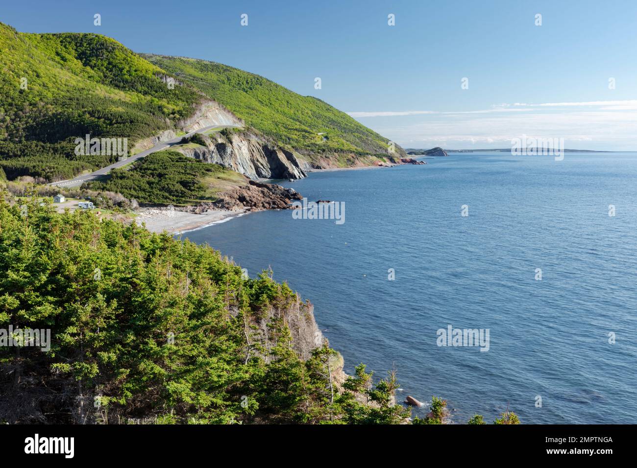 The Cabot Trail, in the Canadian Maritime province of Nova Scotia, is one of the most famous and beautiful scenic drives in the world. Stock Photo