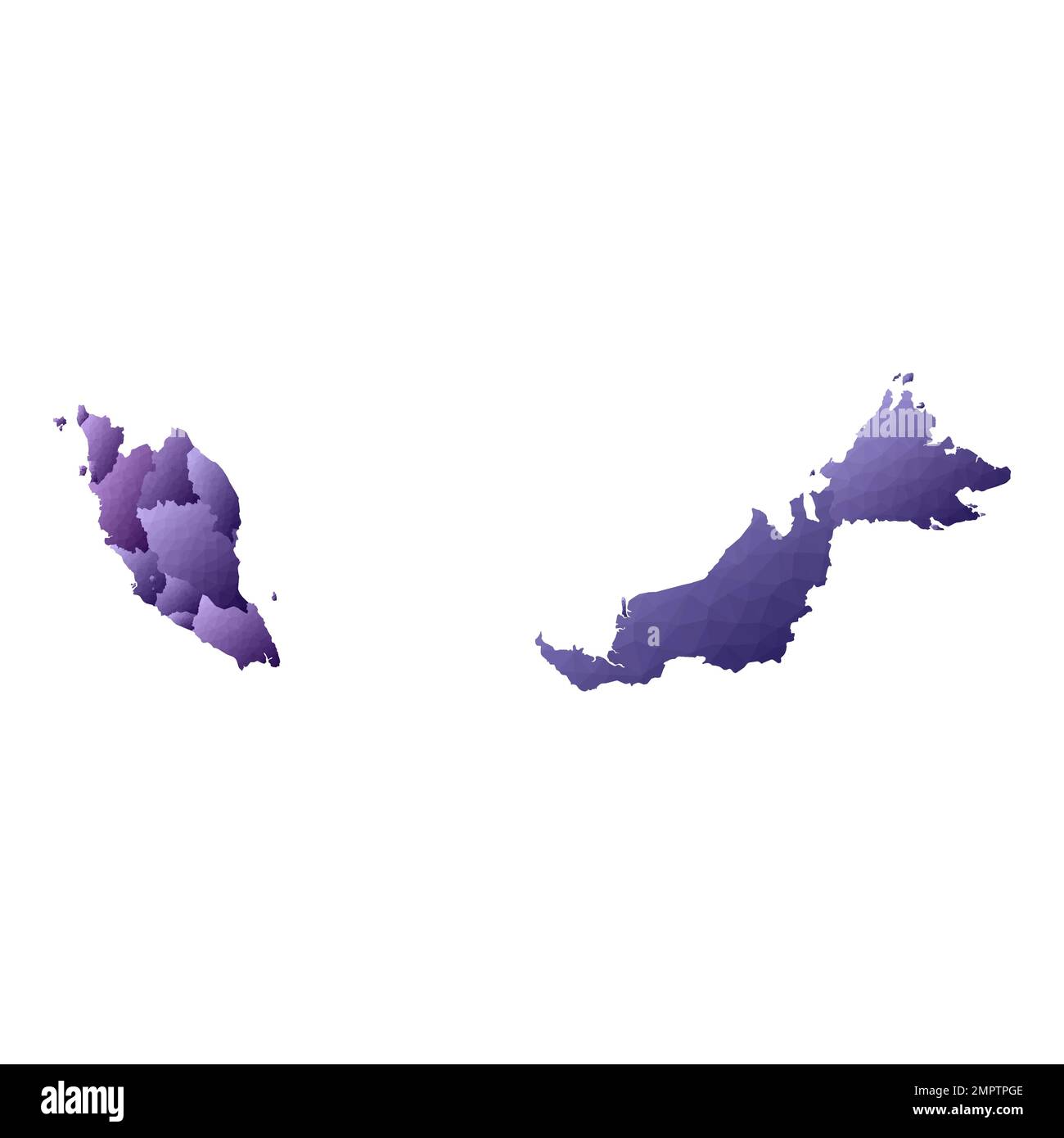 Malaysia map. Geometric style country outline. Captivating violet vector illustration. Stock Vector
