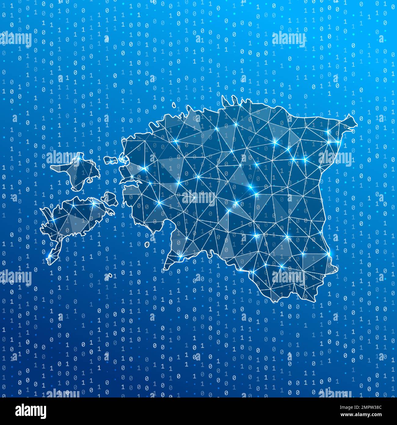 Network map of Estonia. Country digital connections map. Technology