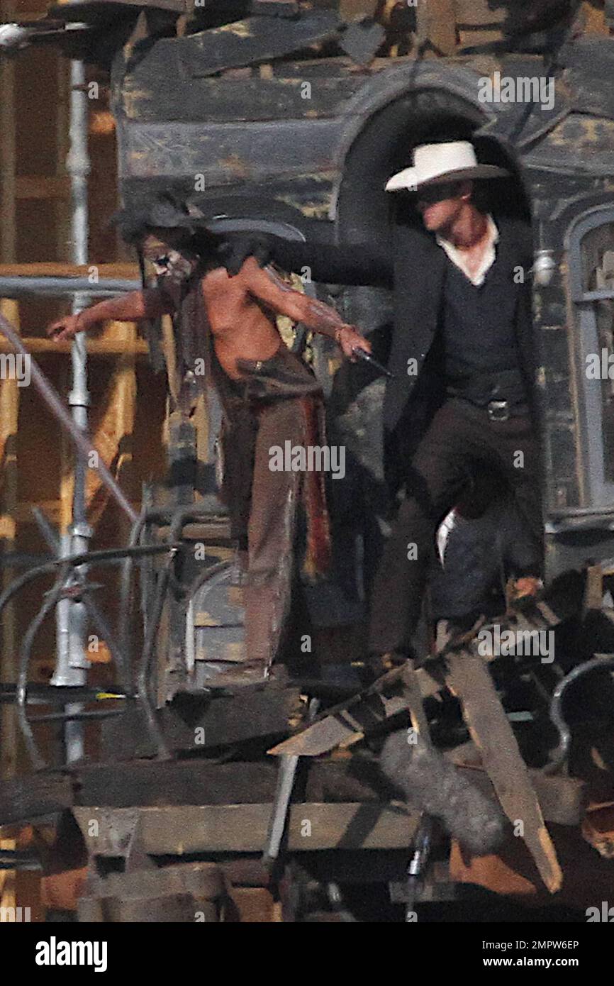 Lone Ranger Hammer Johnny Depp and Armie Hammer, dressed in their characters Tonto and the ...