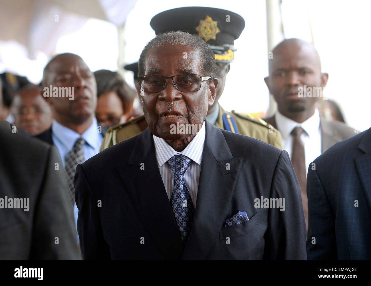 Zimbabwean President Robert Mugabe arrives to make his first public ...