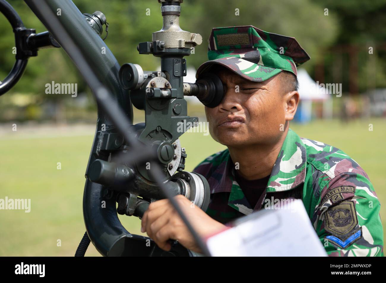 An Indonesian marine with 7th Infantry Battalion, 4th Marine Brigade