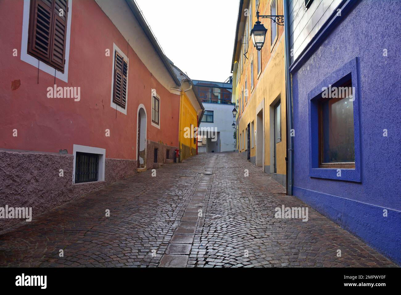 A quiet backstreet in Feldkirchen in Karnten on Boxing Day, Carinthia, Austria Stock Photo