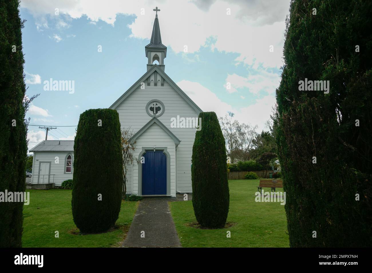 Carterton New Zealand - October 4 2010; Traditional architecture of Sacred Heart Church Union Church. Stock Photo