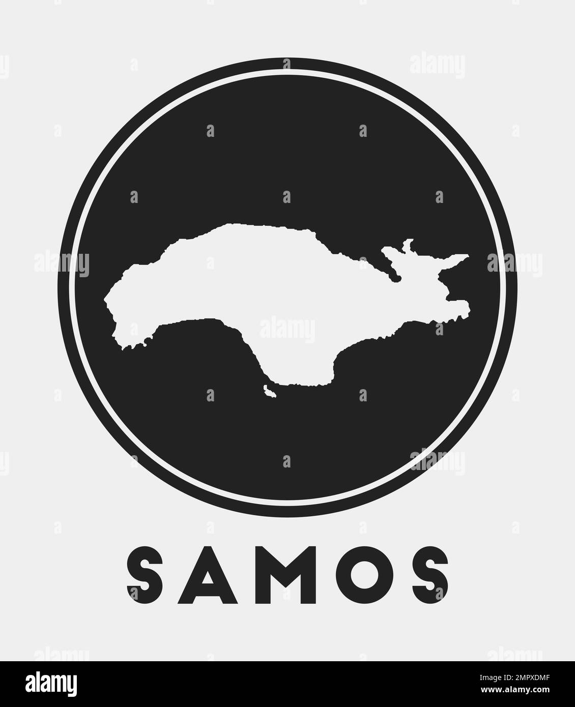 Samos icon. Round logo with island map and title. Stylish Samos badge ...