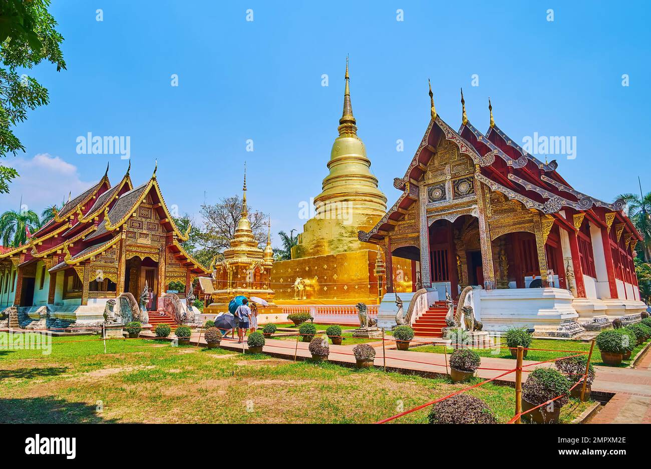 The richly decorated Lanna style Viharn Lai Kham, Phra Uposatha and ...