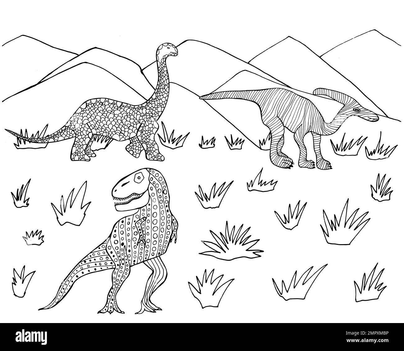 Dinosaurs cartoon Black and White Stock Photos & Images Alamy