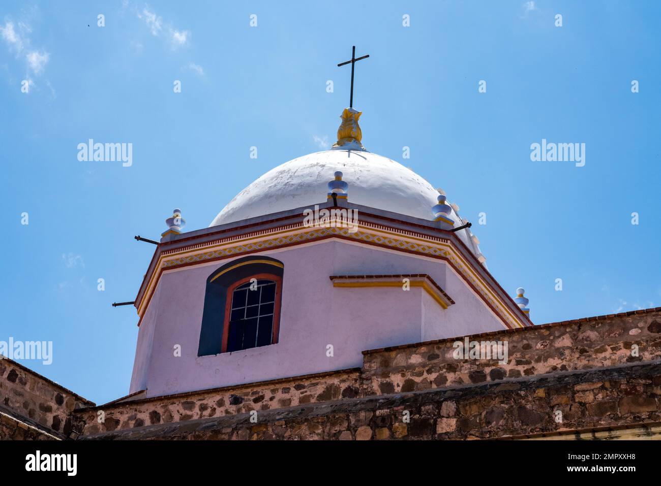 Dome of the Church of Santo Domingo de Guzman in Ocotlan de Morelos, Oaxaca, Mexico. Stock Photo