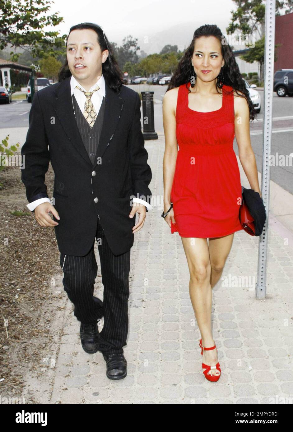 Actor Efren Ramirez arrives to the Malibu Lumber Yard with a 