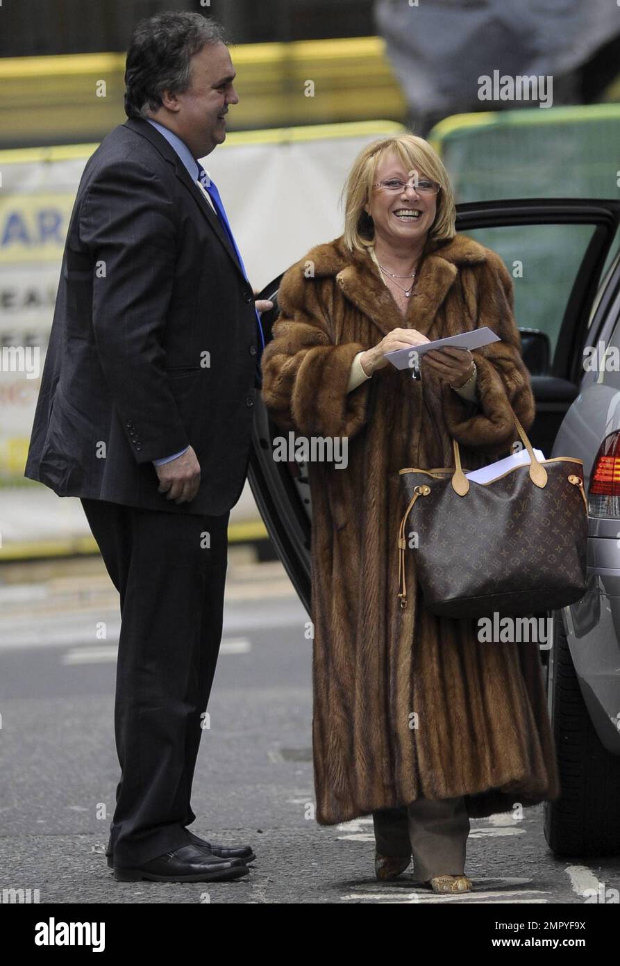 Singer and DJ Elaine Page looks striking in a full-length fur coat and  carrying a classic Louis Vuitton handbag as she arrives at BBC Radio 2.  London, UK. 1/28/11 Stock Photo - Alamy