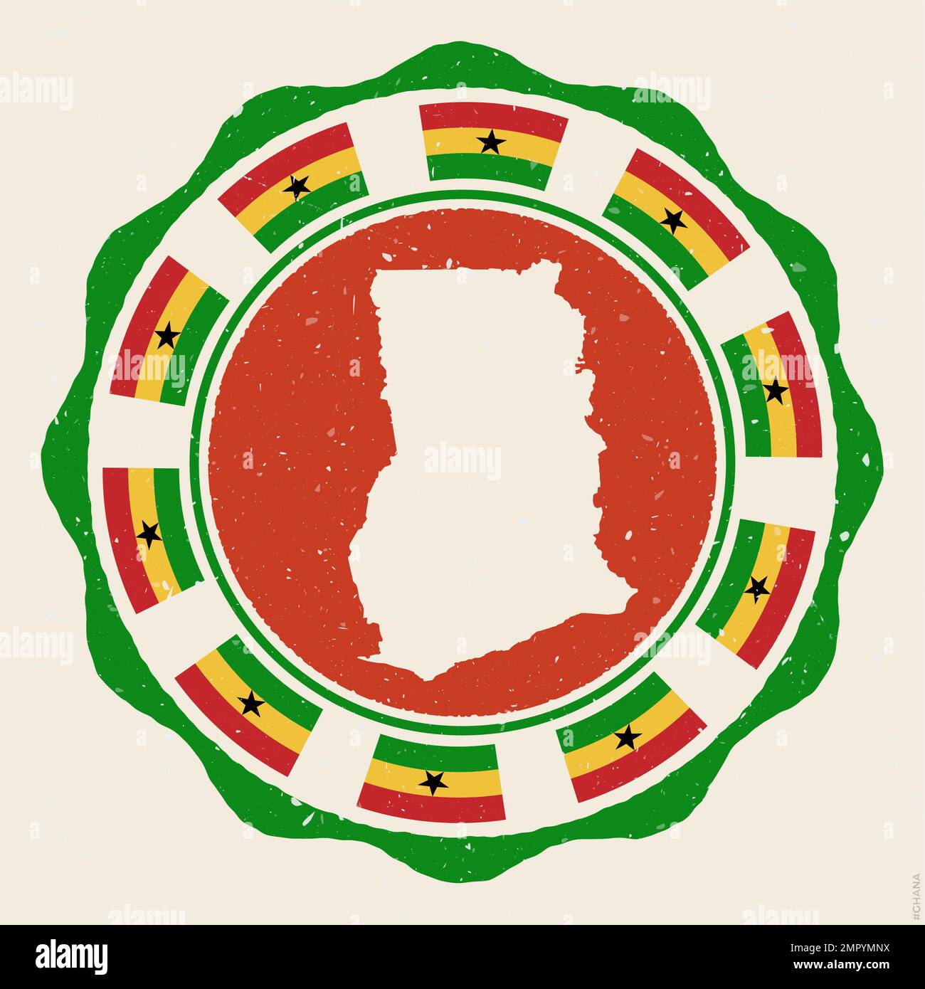Ghana vintage sign. Grunge round logo with map and flags of Ghana. Cool ...