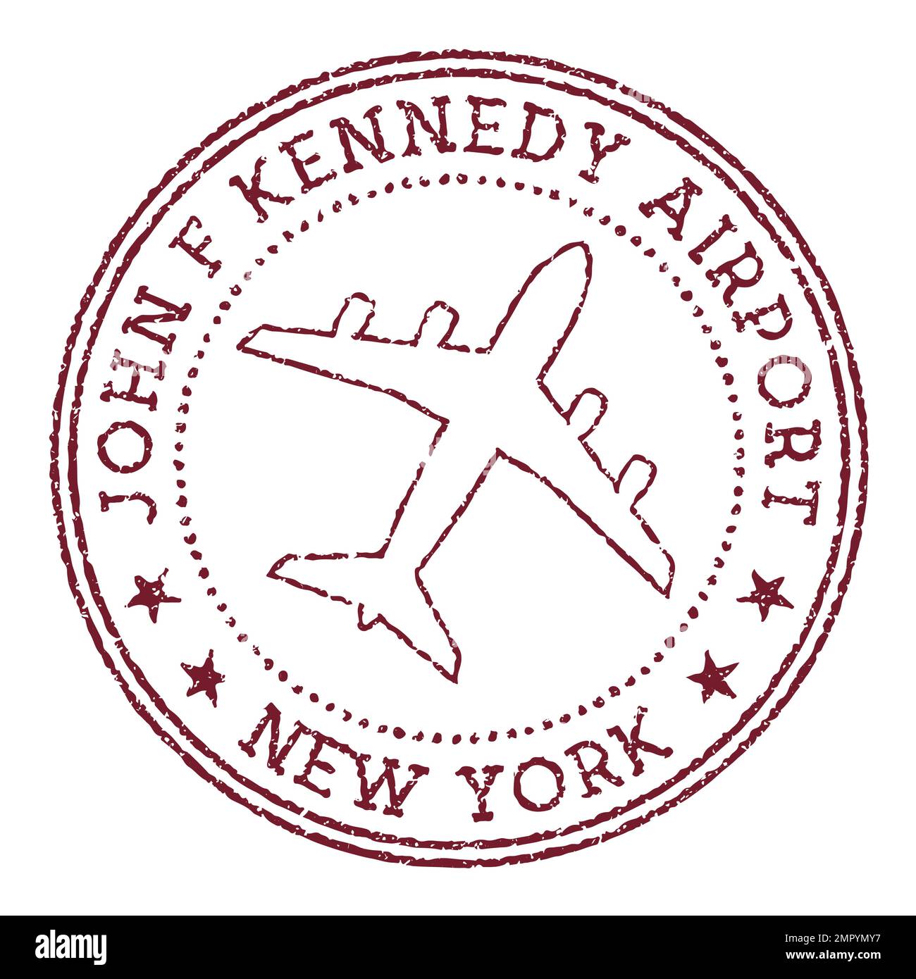 John F Kennedy Airport New York stamp. Airport of New York round logo