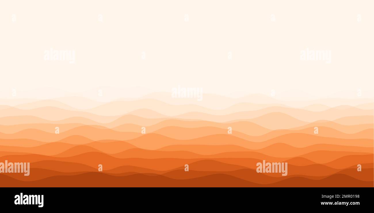 Abstract waves cover. Horizontal background with curves in orange ...