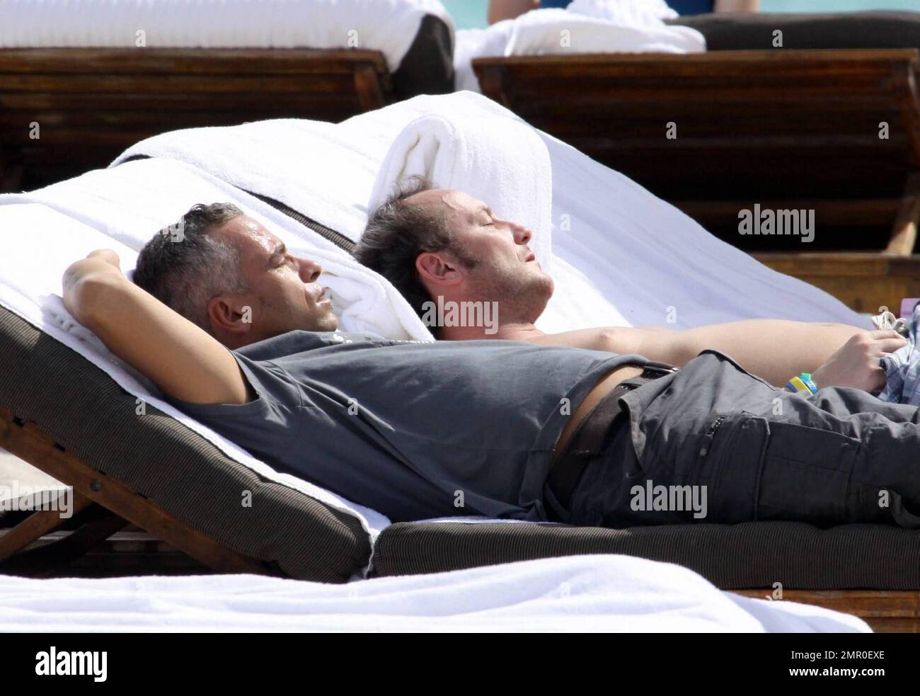 Italian singer, Eros Ramazzotti, spends a day at the beach in Miami, FL