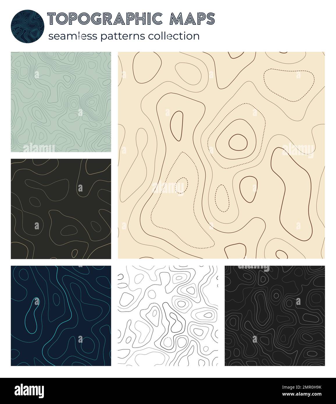 Topographic maps. Beautiful isoline patterns, seamless design ...