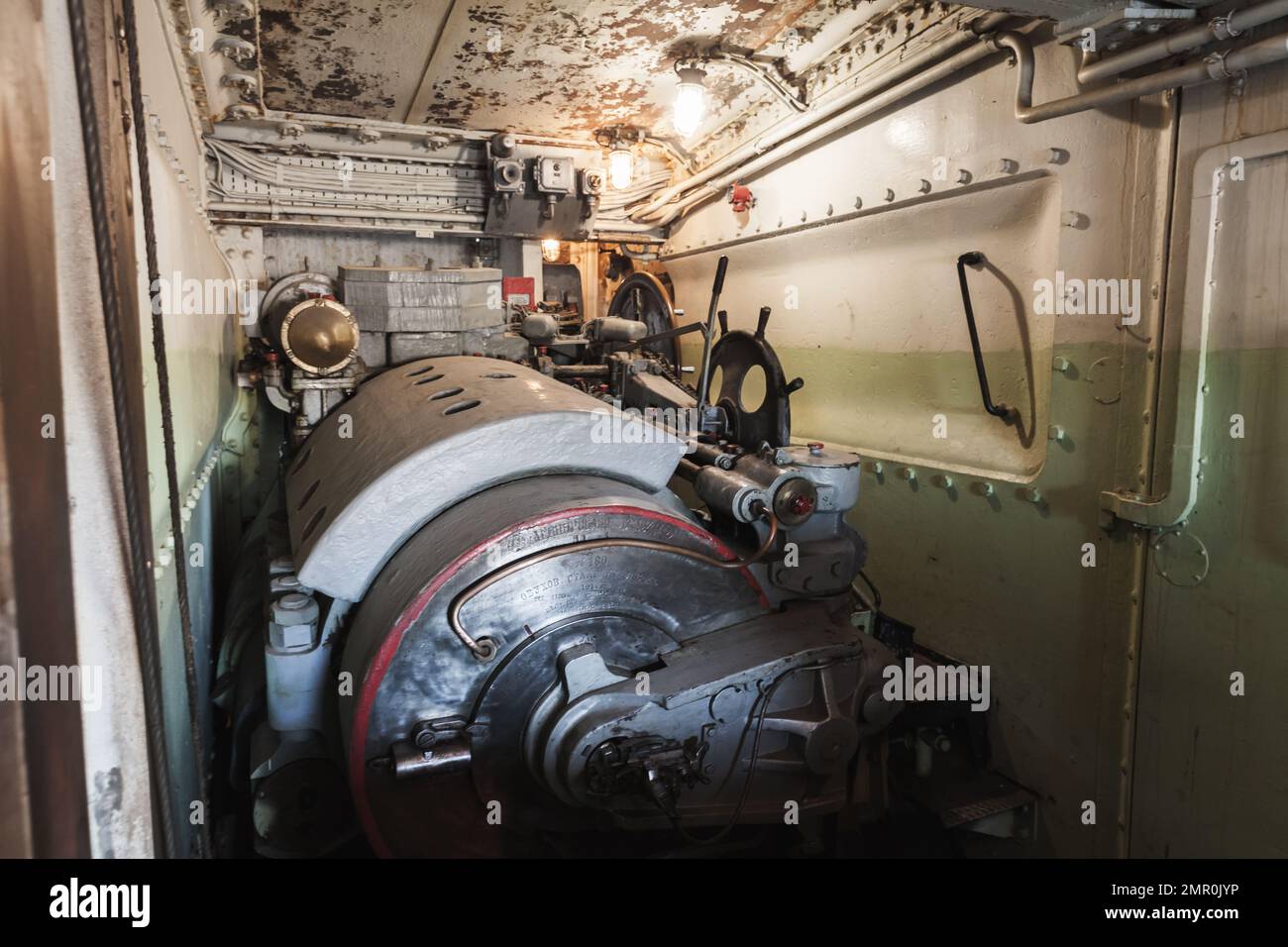 Sevastopol, Crimea - August 7, 2020: Breech of a 12 inch artillery gun of the armored battery 30, Soviet military unit which was important in the defe Stock Photo