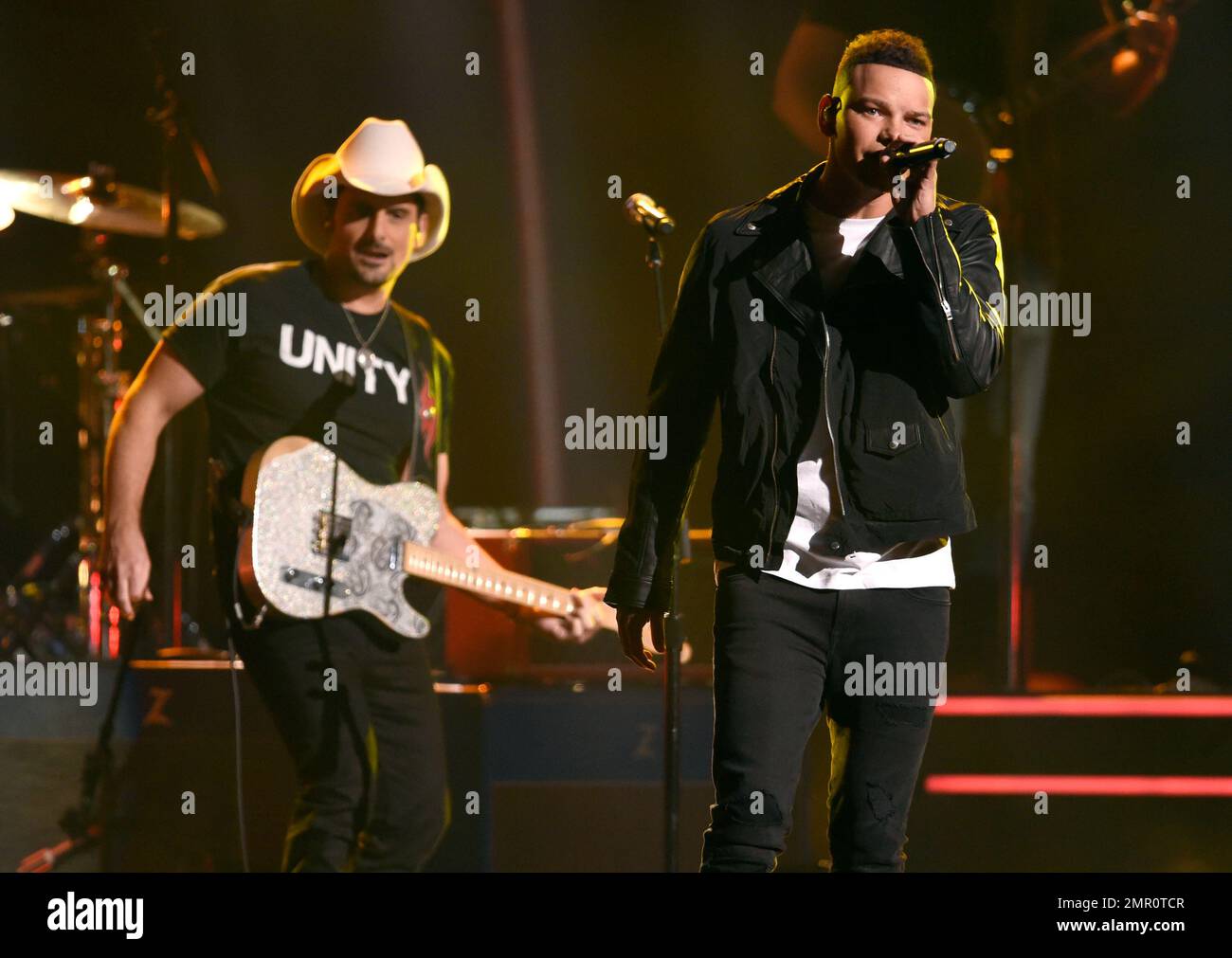 Brad Paisley, left, and Kane Brown perform "Heaven South" at the 51st