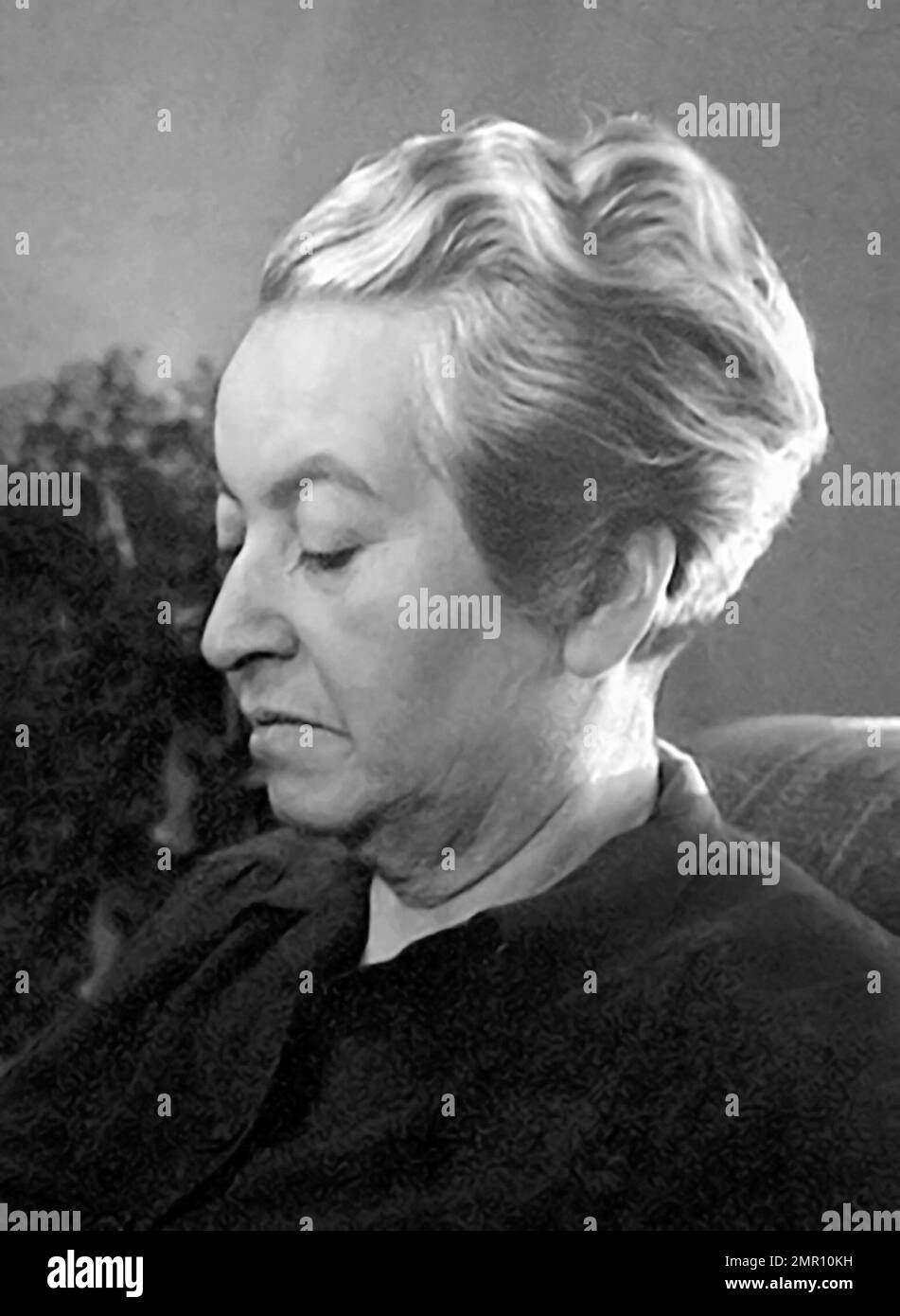 Gabriela Mistral. Portrait of the Chilean poet and diplomat, Lucila Godoy Alcayaga (1889-1957), 1945 Stock Photo