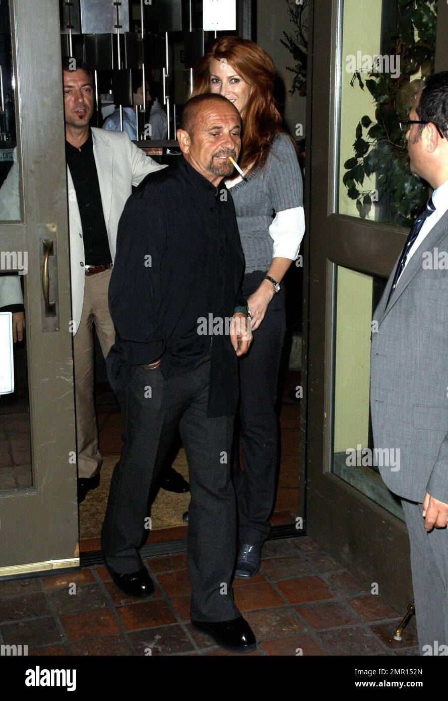 Exclusive!! It looks as if Angie Everhart and Joe Pesci are back together again as they leave the restaurant Ago. Everhart has reportedly accused ex-boyfriend, actor Chad Stansbury, of violently choking her during an incident in August. But, according to the reports, the LA County District Attorney rejected the case after it decided there wasn't enough evidence to prosecute. Angie told the cops that Stansbury choked her during a heated argument and fled the scene. He was then arrested and booked on suspicion of domestic violence. Los Angeles, CA. 10/2/08. Stock Photo