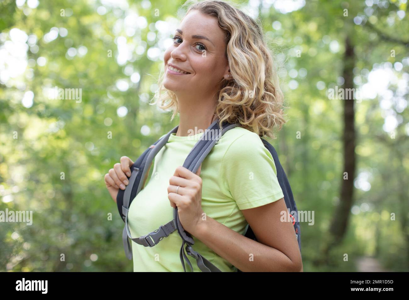 Female sporty young happy hiker hi-res stock photography and images - Alamy