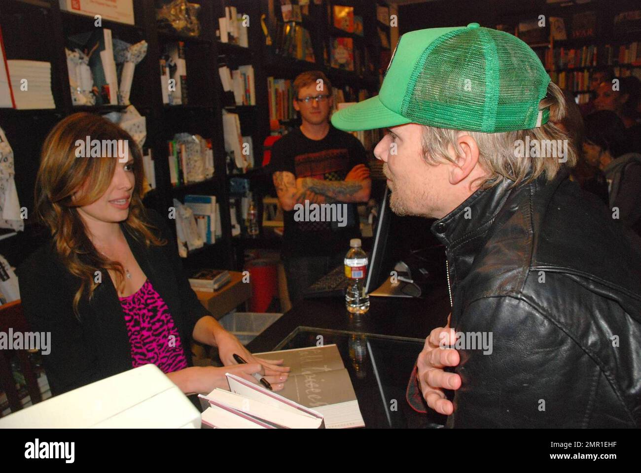 Mary Forsberg Weiland wife of renegade musician Scott Weiland signs copies of her book Fall to Pieces with a little help from rock pals, Dave Navarro, Mark McGrath, and Dave Kusner at Book Soup. Hollywood, CA. 11/16/09. Stock Photo