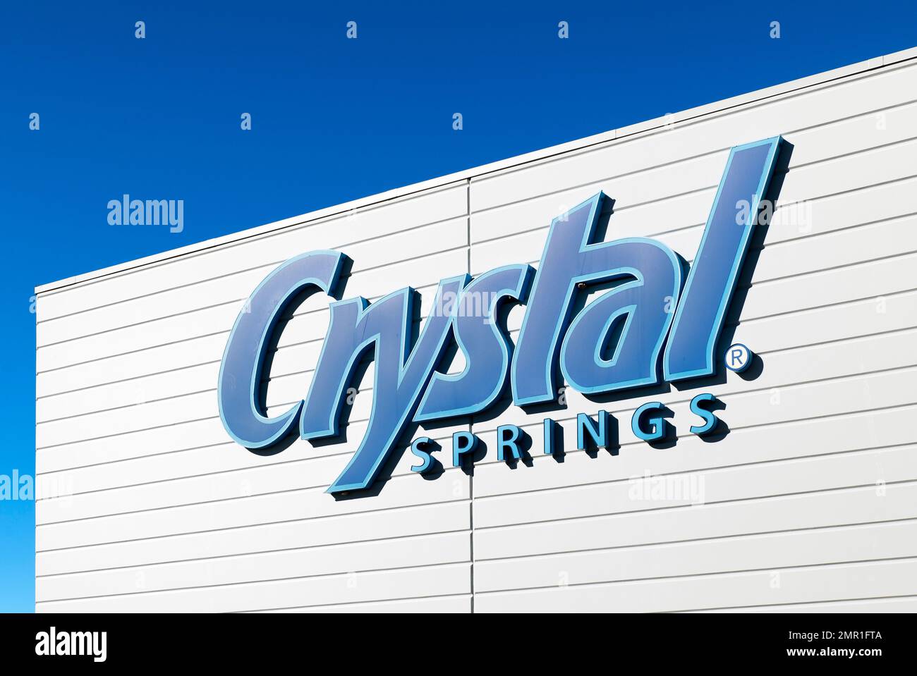 Crystal Springs drinking water distribution warehouse. Stock Photo