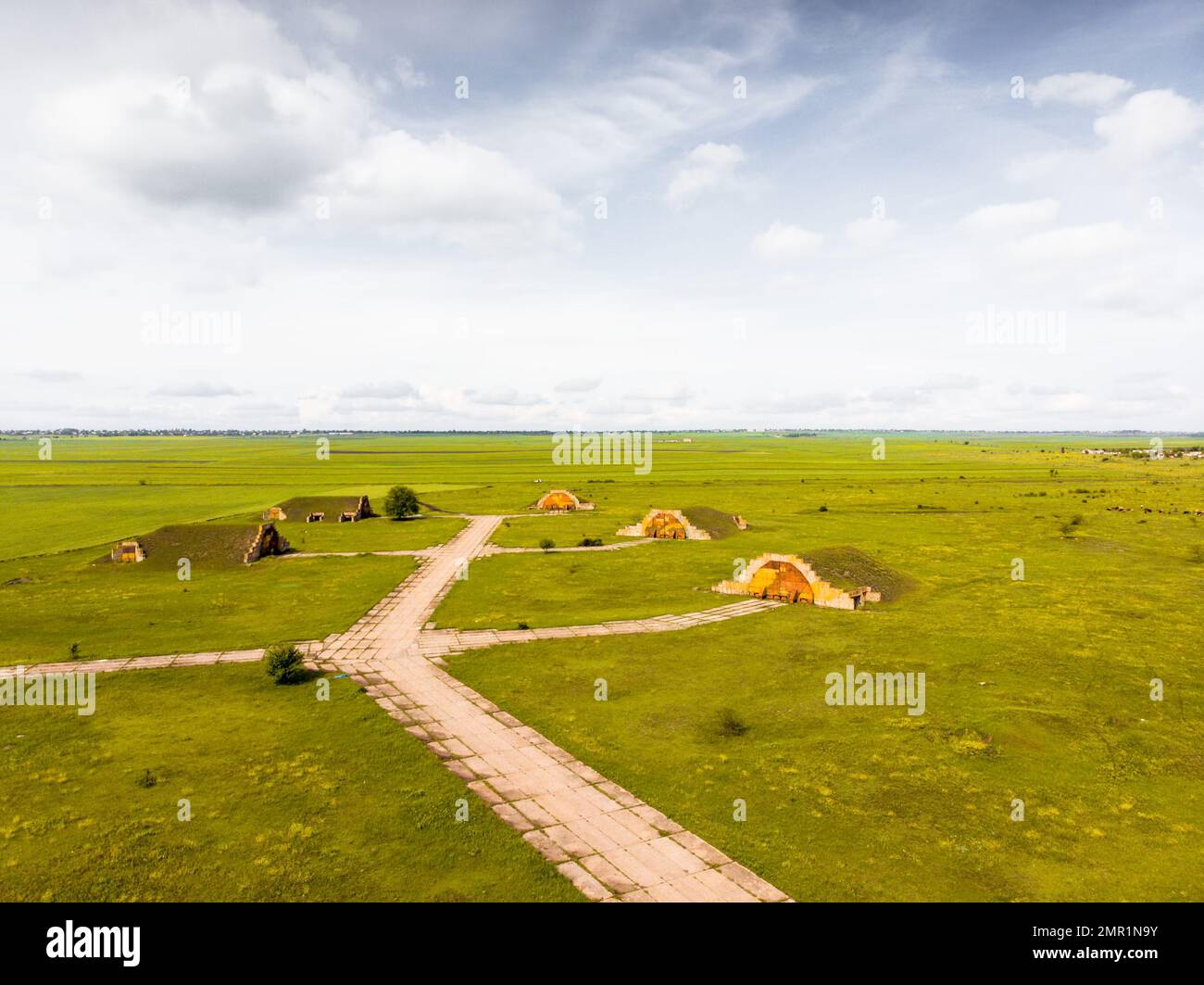 Aerial view Shiraki military airfield base in Republic of Georgia. Stock Photo