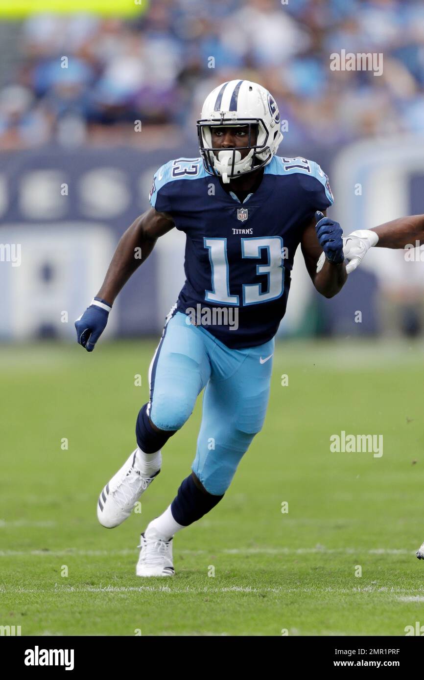 Tennessee Titans wide receiver Taywan Taylor plays against the Baltimore  Ravens in the first half of an NFL football game Sunday, Nov. 5, 2017, in  Nashville, Tenn. (AP Photo/Wade Payne Stock Photo 