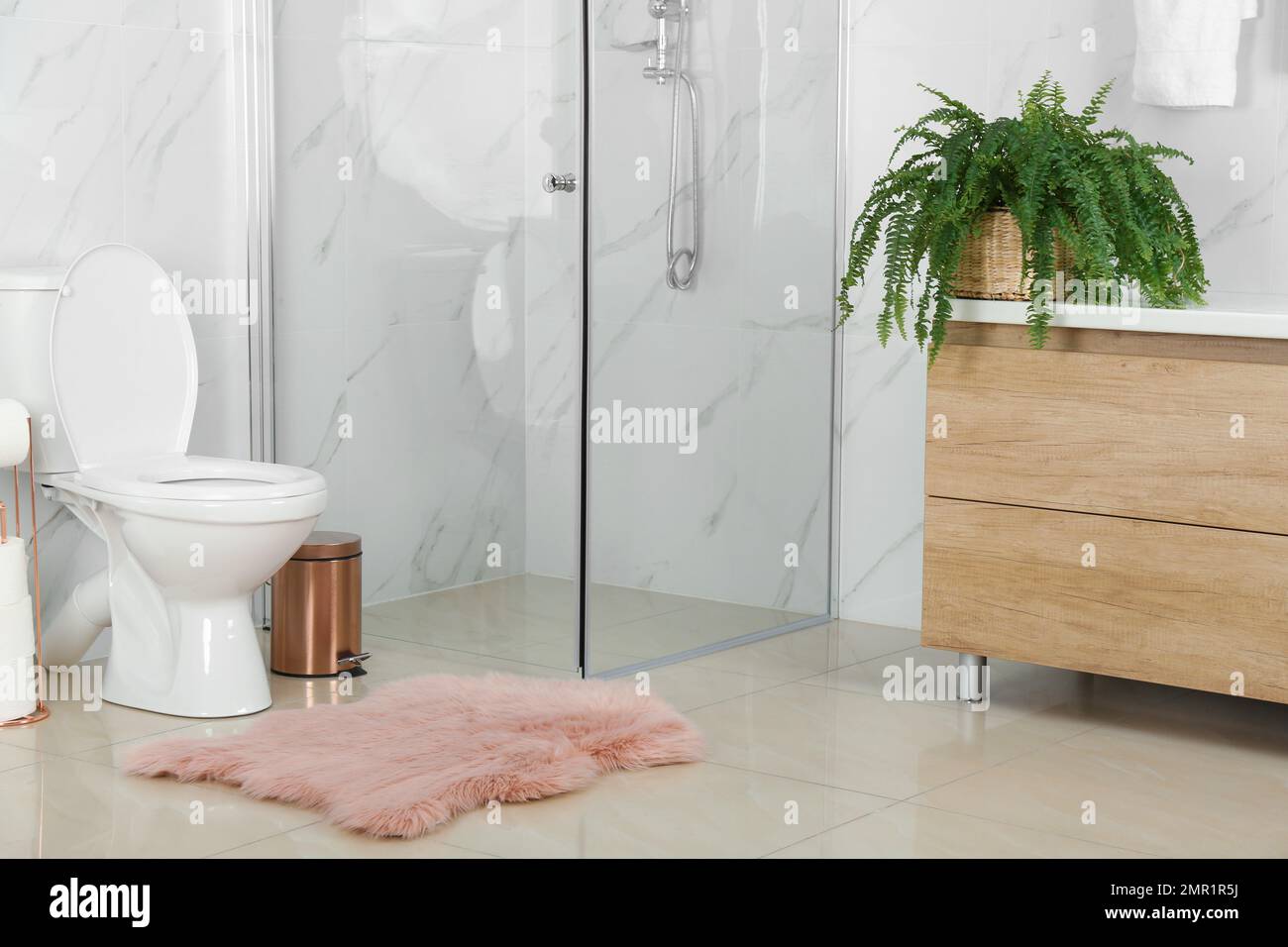Stylish toilet bowl in modern bathroom interior Stock Photo - Alamy