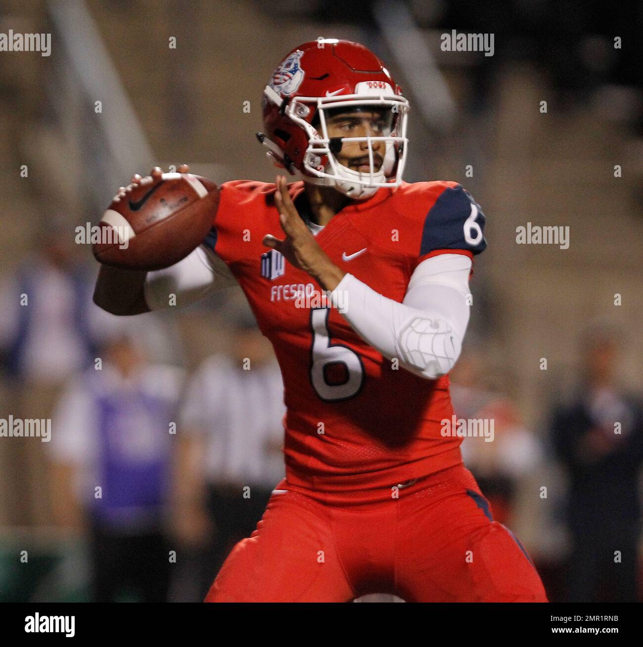 Fresno State quaterback Marcus McMaryion passes against Idaho during the  first half of an NCAA college football game in Fresno, Calif., Saturday,  Sept. 1, 2018. (AP Photo/Gary Kazanjian Stock Photo - Alamy