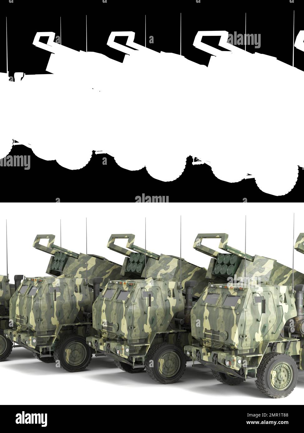 3d render mlrs himars High Mobility Artillery Rocket System land leases for ukraine on white background with alpha Stock Photo