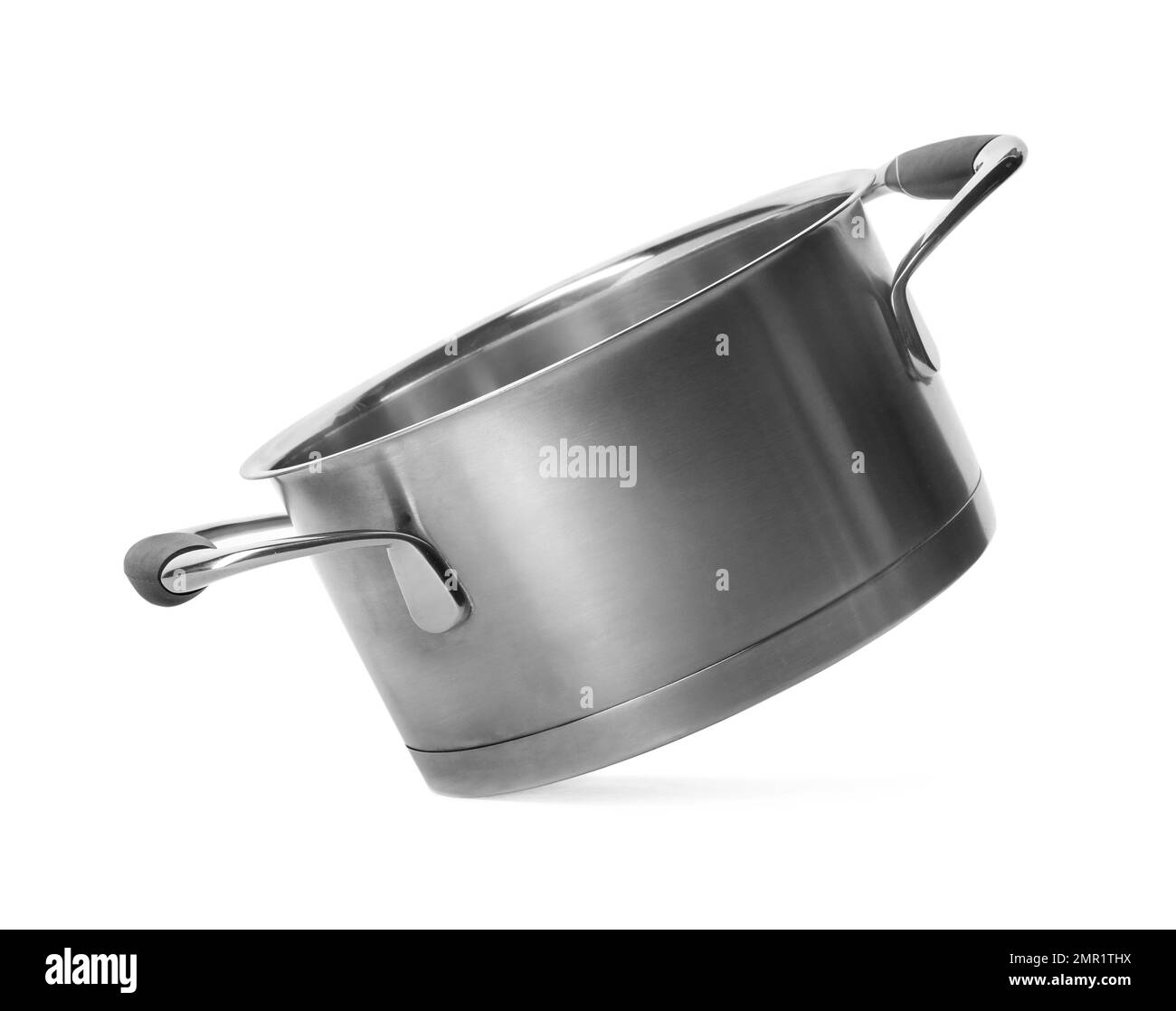 Empty modern steel pot isolated on white Stock Photo Alamy