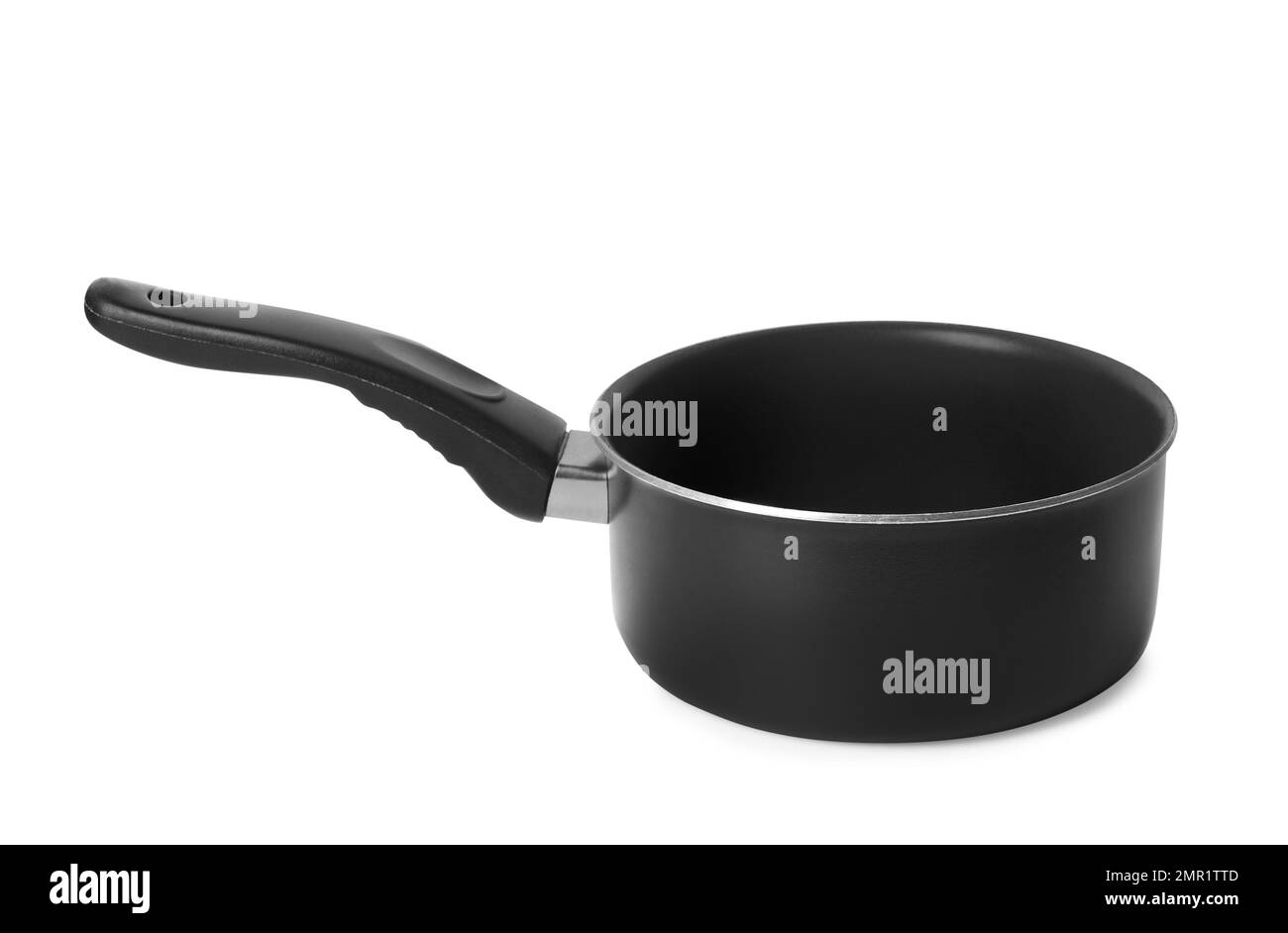 Empty modern black saucepan isolated on white Stock Photo Alamy