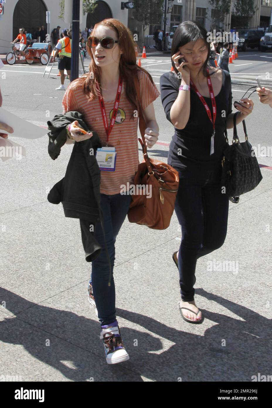 Felicia Day taking a casual stroll back to her hotel in San Diego after attending Comic Con in San Diego, CA. 7/21/11.   . Stock Photo