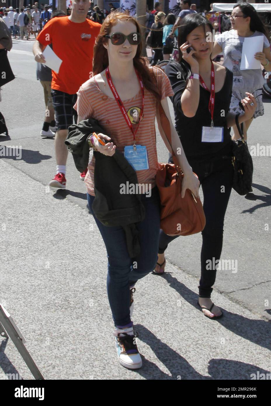 Felicia Day taking a casual stroll back to her hotel in San Diego after attending Comic Con in San Diego, CA. 7/21/11.   . Stock Photo