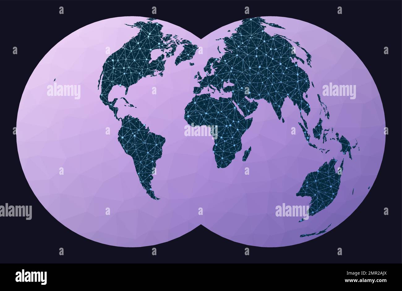 World map graph Nicolosi globular - World Map Graph Nicolosi Globular Projection World Network Map Wired Globe In Nicolosi Projection On Geometric Low Poly Background Cool Vector Ill 2MR2AJX 
