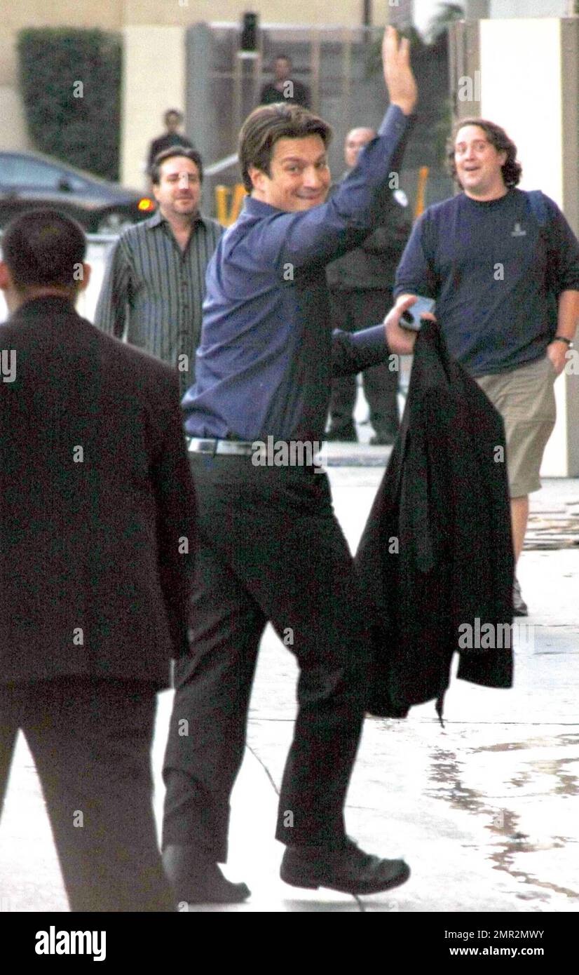 Canadianborn actor Nathan Fillion greets fans outside the Jimmy Kimmel